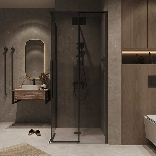 Душевая дверь GROSSMAN 1/2.К33.01.10.21.10 Galaxy (100x195) черный матовый, стекло тонированное Душевая дверь GROSSMAN 1/2.К33.01.10.21.10 Galaxy (100x195) черный матовый, стекло тонированное