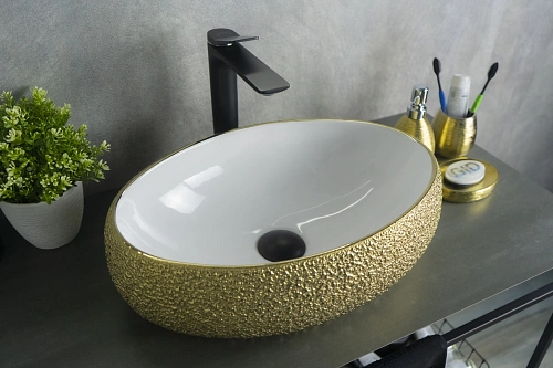 Раковина Gid Nc433 52219 накладная белая / золото 48x34x15 Раковина Gid Nc433 52219 накладная белая / золото 48x34x15