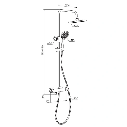 Душевая система Dorff Futura D0710522 с термостатом, черный Душевая система Dorff Futura D0710522 с термостатом, черный