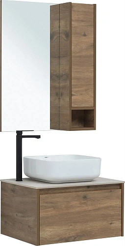 Комплект мебели STWORKI Карлстад 60 дуб рустикальный, простоун беж, с отверстием под смеситель в сто 425192 Комплект мебели STWORKI Карлстад 60 дуб рустикальный, простоун беж, с отверстием под смеситель в сто 425192