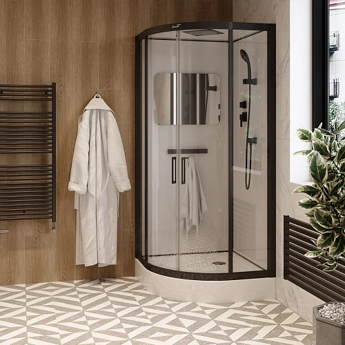 Душевая кабина Ceruttispa VIVA101B 100x100x215 профиль черный, стекло прозрачное Душевая кабина Ceruttispa VIVA101B 100x100x215 профиль черный, стекло прозрачное