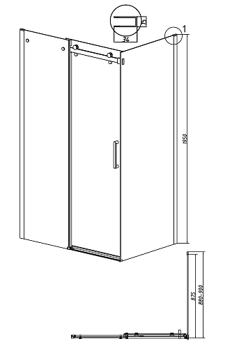 Боковая стенка GROSSMAN Classic 200.K33.04.90.42.00 (90x195) графит сатин, стекло прозрачное Боковая стенка GROSSMAN Classic 200.K33.04.90.42.00 (90x195) графит сатин, стекло прозрачное