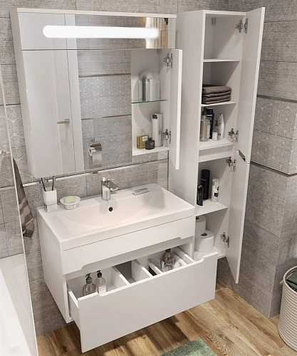 Зеркальный шкаф DIWO Коломна 80, со светодиодной подсветкой , навесной , без розетки 462513 Зеркальный шкаф DIWO Коломна 80, со светодиодной подсветкой , навесной , без розетки 462513