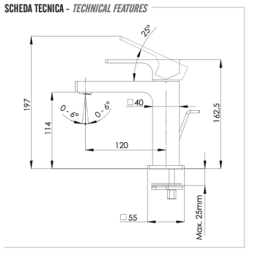 Смеситель для раковины Remer Absolute AU10 Смеситель для раковины Remer Absolute AU10
