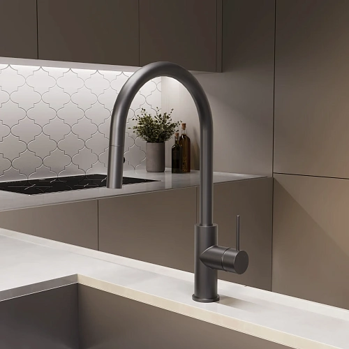 Смеситель для кухни Vincea City VKF-2C1GM, вороненая сталь Смеситель для кухни Vincea City VKF-2C1GM, вороненая сталь