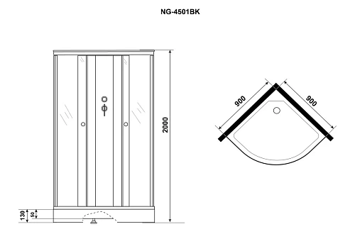 Душевая кабина Niagara Eco E90/13/TN/BK (900х900х2000) E90/13/TN/BK Душевая кабина Niagara Eco E90/13/TN/BK (900х900х2000) E90/13/TN/BK