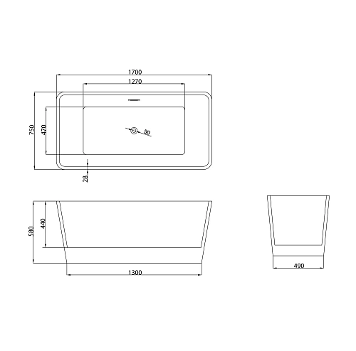 Ванна отдельностоящая GROSSMAN GR-2022M Cristal (170x75x58) Ванна отдельностоящая GROSSMAN GR-2022M Cristal (170x75x58)