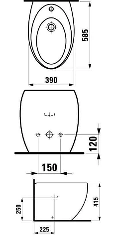 Биде напольное Laufen Alessi 3297.1 (8.3297.1.400.304.1) Биде напольное Laufen Alessi 3297.1 (8.3297.1.400.304.1)