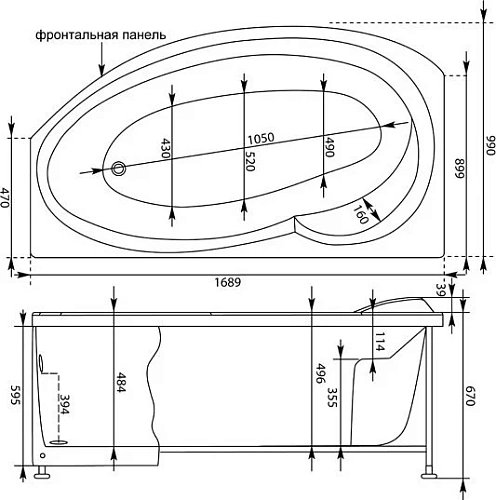 Акриловая ванна Aquanet Jersey 170x90 L (с каркасом) 00205405 Акриловая ванна Aquanet Jersey 170x90 L (с каркасом) 00205405