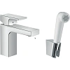 Смеситель для раковины Hansgrohe Vernis Shape 100 без сливного гарнитура, с гигиеническим душем 71216000.