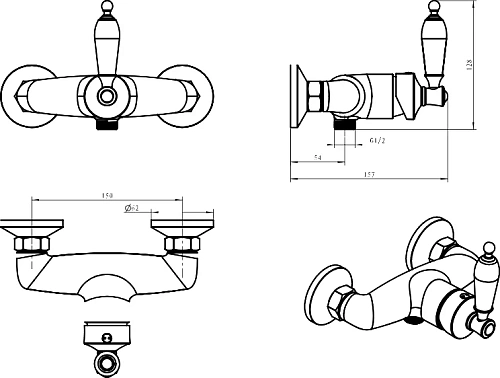 Смеситель для душа Boheme Vogue 224-BSW хром с черным Swarovski Смеситель для душа Boheme Vogue 224-BSW хром с черным Swarovski
