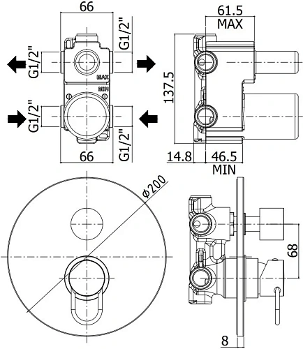Смеситель для душа Paffoni Joker JK018CR (с внутренней частью) Смеситель для душа Paffoni Joker JK018CR (с внутренней частью)