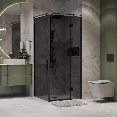 Душевой уголок Niagara Nova NG-2832-34BLACK (100x100x195) квадратная, распашнаячерный матовый, стекло тониров Душевой уголок Niagara Nova NG-2832-34BLACK (100x100x195) квадратная, распашнаячерный матовый, стекло тониров