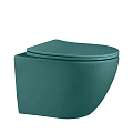 Унитаз подвесной ABBER Bequem AC1101MBG темно-зеленый матовый, безободковый с крышкой микролифт Унитаз подвесной ABBER Bequem AC1101MBG темно-зеленый матовый, безободковый с крышкой микролифт
