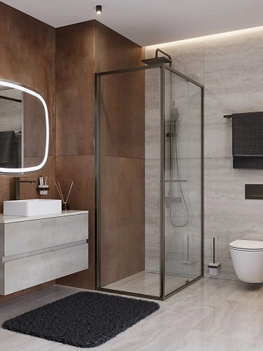 Душевой уголок CEZARES LUX-AH-FS-1-80/90-C-GM 80x90 см, профиль оружейная сталь, стекло прозрачное Душевой уголок CEZARES LUX-AH-FS-1-80/90-C-GM 80x90 см, профиль оружейная сталь, стекло прозрачное