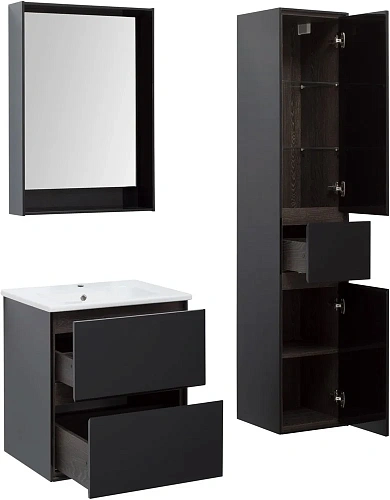 Тумба под раковину Aquanet Милан 60 черный глянец 00269306 Тумба под раковину Aquanet Милан 60 черный глянец 00269306