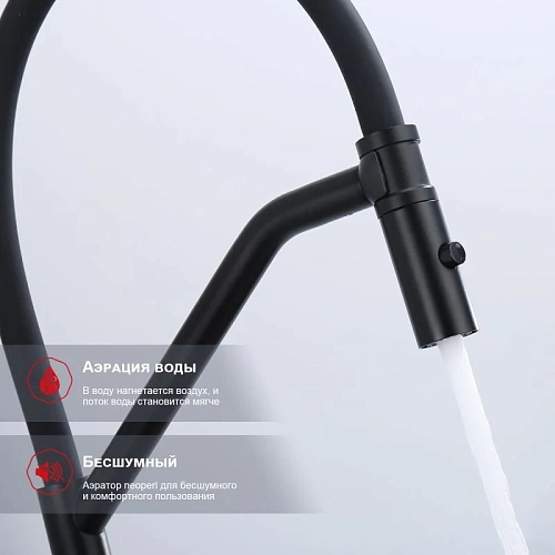 Смеситель для кухни Raglo R86.41.06 с гибким изливом, черный Смеситель для кухни Raglo R86.41.06 с гибким изливом, черный