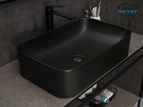 Раковина Gid Bm9599 53366 накладная черная матовая 61x38x15 Раковина Gid Bm9599 53366 накладная черная матовая 61x38x15