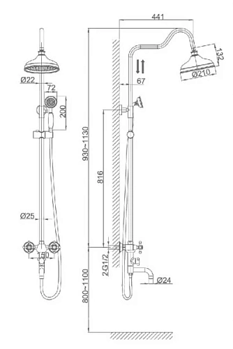 Душевая система D&K Hessen Hercules DA1424741D08 Душевая система D&K Hessen Hercules DA1424741D08