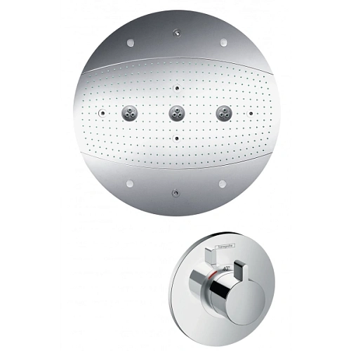 Верхний душ Hansgrohe Raindance Rainmaker Air 3jet 600 с подсветкой 28404000, хром Верхний душ Hansgrohe Raindance Rainmaker Air 3jet 600 с подсветкой 28404000, хром