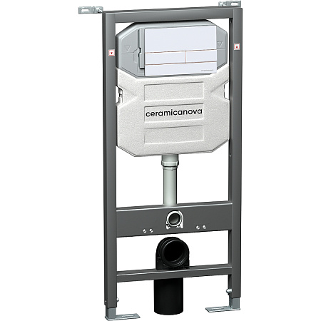 Комплект унитаза Ceramica Nova Balearica Rimless CN6000 c шумоизоляцией CN1000 инсталляцией Envision клавишей смыва Flat белый и креплениями CN1002W