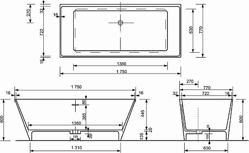 Ванна из искусственного камня Эстет Манхэттен 1750х770 ФР-00006566 Ванна из искусственного камня Эстет Манхэттен 1750х770 ФР-00006566