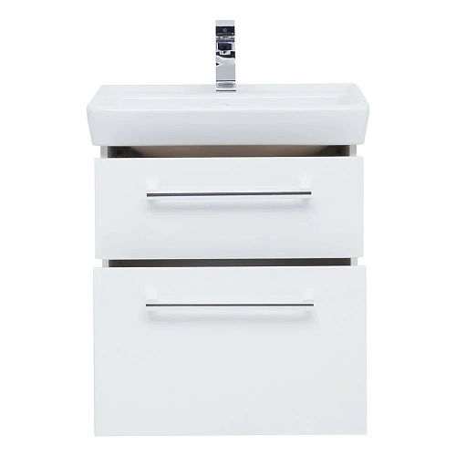 Тумба под раковину DREJA Q MAX, 55 см, подвесная, 2 ящика, белый глянец 77.0001W Тумба под раковину DREJA Q MAX, 55 см, подвесная, 2 ящика, белый глянец 77.0001W
