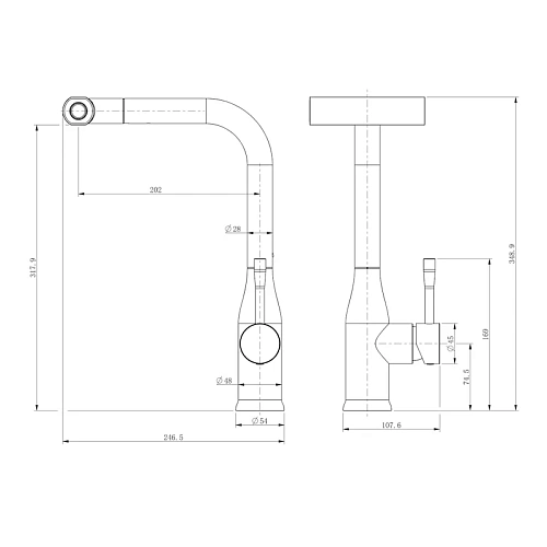 Смеситель для кухни Splenka S206.49.05 с выдвижным изливом, сатин Смеситель для кухни Splenka S206.49.05 с выдвижным изливом, сатин