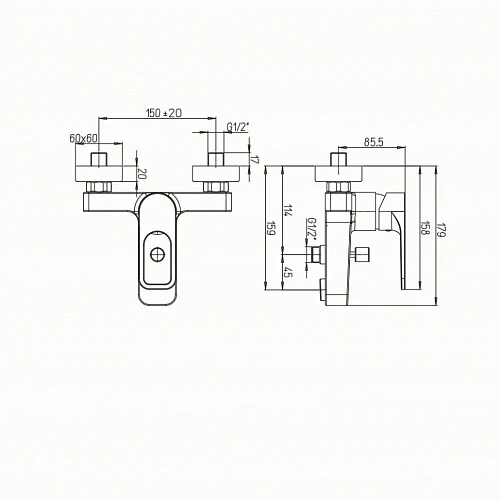 Смеситель для ванны Paini Flat KKCR1112SLMKM без аксессура Смеситель для ванны Paini Flat KKCR1112SLMKM без аксессура