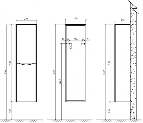 Шкаф-пенал BelBagno Ancona-N ANCONA-N-1500-2A-SC-RW-R правый 300x400 мм Шкаф-пенал BelBagno Ancona-N ANCONA-N-1500-2A-SC-RW-R правый 300x400 мм