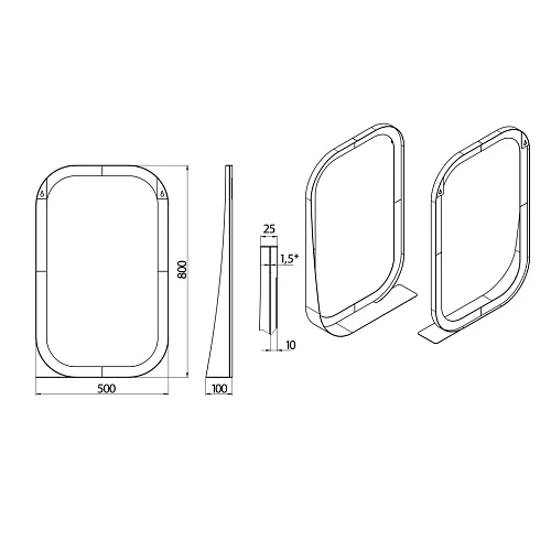 Зеркало GROSSMAN НЕРО-50 см с полкой черное 50x80 205003 Зеркало GROSSMAN НЕРО-50 см с полкой черное 50x80 205003