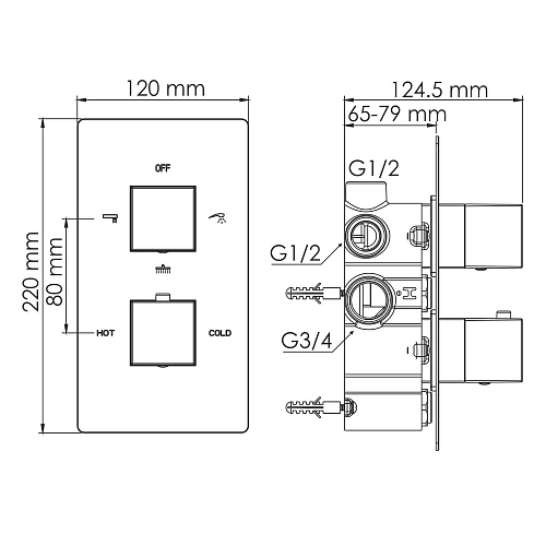 Смеситель для душа WasserKRAFT Alme 1544 Thermo термостатический хром Смеситель для душа WasserKRAFT Alme 1544 Thermo термостатический хром