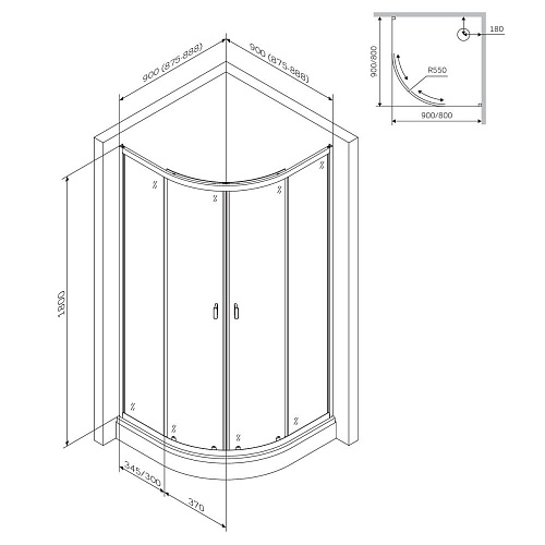 Душевой уголок AM.PM X-Joy W88G-205-090BT64 Twin Slide, 90x90, профиль черный Душевой уголок AM.PM X-Joy W88G-205-090BT64 Twin Slide, 90x90, профиль черный
