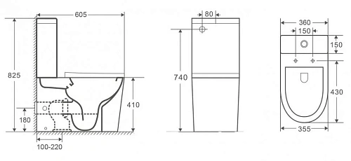 Унитаз напольный CeramaLux 2179 MB черный матовый с крышкой микролифт Унитаз напольный CeramaLux 2179 MB черный матовый с крышкой микролифт