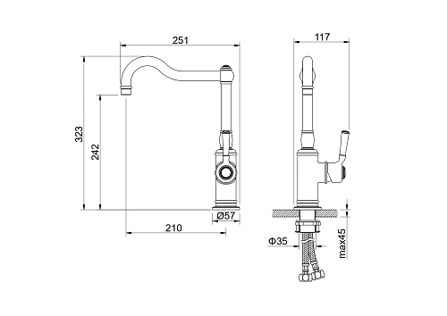 Смеситель для кухни Aquatek КЛАССИК AQ1580MB Черный матовый Смеситель для кухни Aquatek КЛАССИК AQ1580MB Черный матовый