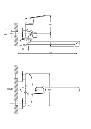 Смеситель для ванны Rush Edge ED7735-51 хром, с длинным поворотным изливом Смеситель для ванны Rush Edge ED7735-51 хром, с длинным поворотным изливом
