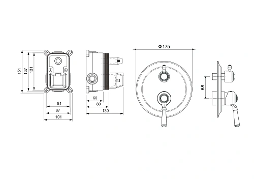 Смеситель для ванны Aquatek КЛАССИК AQ1546CR Хром, встраиваемый Смеситель для ванны Aquatek КЛАССИК AQ1546CR Хром, встраиваемый