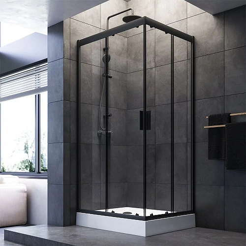 Душевой уголок AM.PM Gem S W93G-404-100280-BT 100х80 стекло прозрачное, профиль черный матовый Душевой уголок AM.PM Gem S W93G-404-100280-BT 100х80 стекло прозрачное, профиль черный матовый