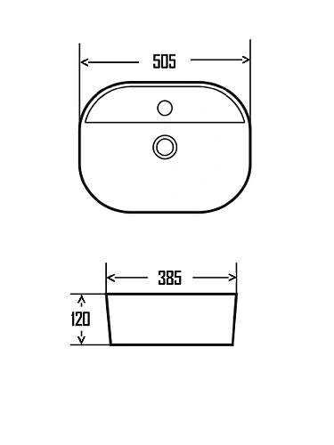 Раковина AQUAme AQM5002 накладная с отверстием под смеситель 505x385x120 Раковина AQUAme AQM5002 накладная с отверстием под смеситель 505x385x120