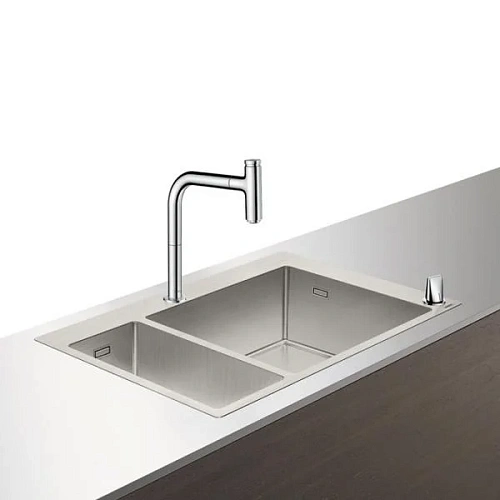 Кухонная мойка hansgrohe C71-F655-09, сталь 43206800 со смесителем Кухонная мойка hansgrohe C71-F655-09, сталь 43206800 со смесителем