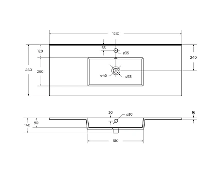 Раковина CEZARES CZR-8002-120 белый 1210x460 керамика Раковина CEZARES CZR-8002-120 белый 1210x460 керамика