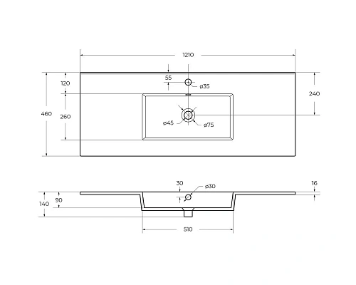 Раковина CEZARES CZR-8002-120 белый 1210x460 керамика Раковина CEZARES CZR-8002-120 белый 1210x460 керамика