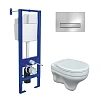 Комплект инсталляции BERGES ATOM 410 с клавишей смыва Atom Line хром глянец, унитазом подвесной Albit S с сиденьем Optim PSO микролифт, быстросъем 043314