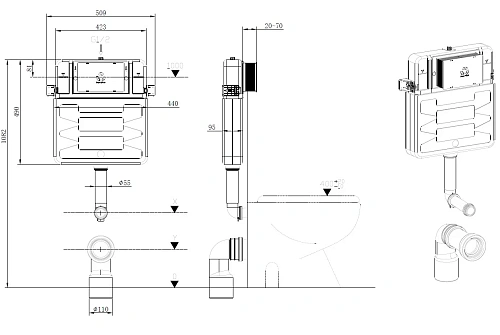 Бачок скрытого монтажа Allen Brau Pneumatic 9.11104.20 Бачок скрытого монтажа Allen Brau Pneumatic 9.11104.20