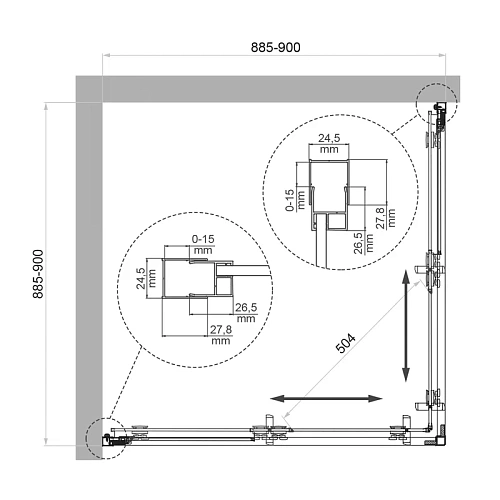 Душевой уголок BelBagno LUCE-A-2-90-P-ORO 90x90 см, профиль золото, стекло рифленая Душевой уголок BelBagno LUCE-A-2-90-P-ORO 90x90 см, профиль золото, стекло рифленая