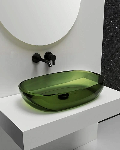 Раковина ABBER Kristall AT2805Emerald прозрачная, накладная, зеленая Раковина ABBER Kristall AT2805Emerald прозрачная, накладная, зеленая