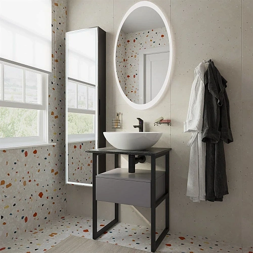 Тумба с раковиной DIWO Элиста 60, антрацит 573400 Тумба с раковиной DIWO Элиста 60, антрацит 573400