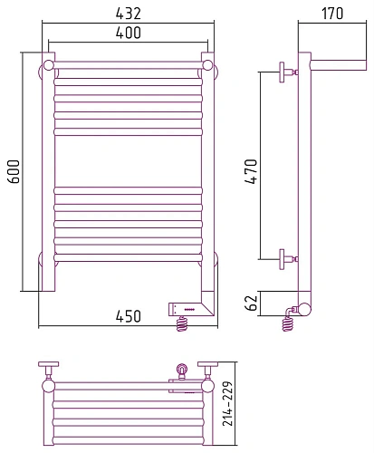 Полотенцесушитель электрический Сунержа Богема с полкой 2.0 600х400 МЭМ правый 020-5207-6040 Шампань Полотенцесушитель электрический Сунержа Богема с полкой 2.0 600х400 МЭМ правый 020-5207-6040 Шампань