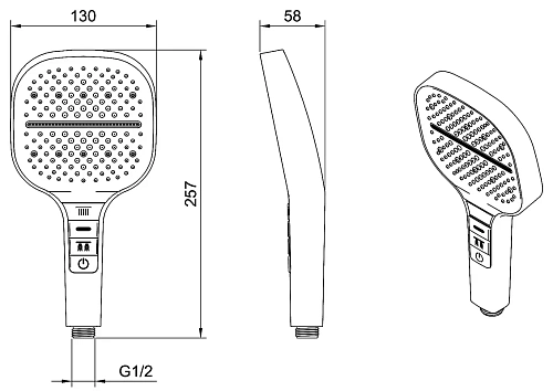 Душевая лейка BERGES H2, черный матовый, пластик 070022 Душевая лейка BERGES H2, черный матовый, пластик 070022