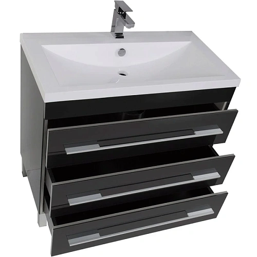 Комплект мебели Aquanet Верона NEW 90 черный (напольный 3 ящика) 00230317 Комплект мебели Aquanet Верона NEW 90 черный (напольный 3 ящика) 00230317